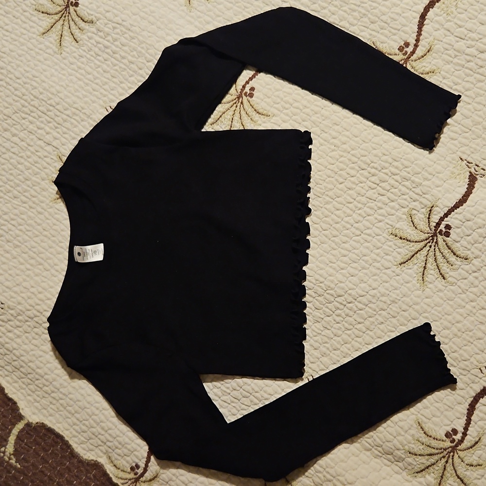 Yogalicious Black Ribbed Long Sleeve Top Size L 12